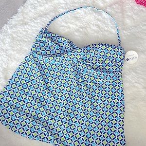 NWT Stylus swim blue and lime green Tankini top